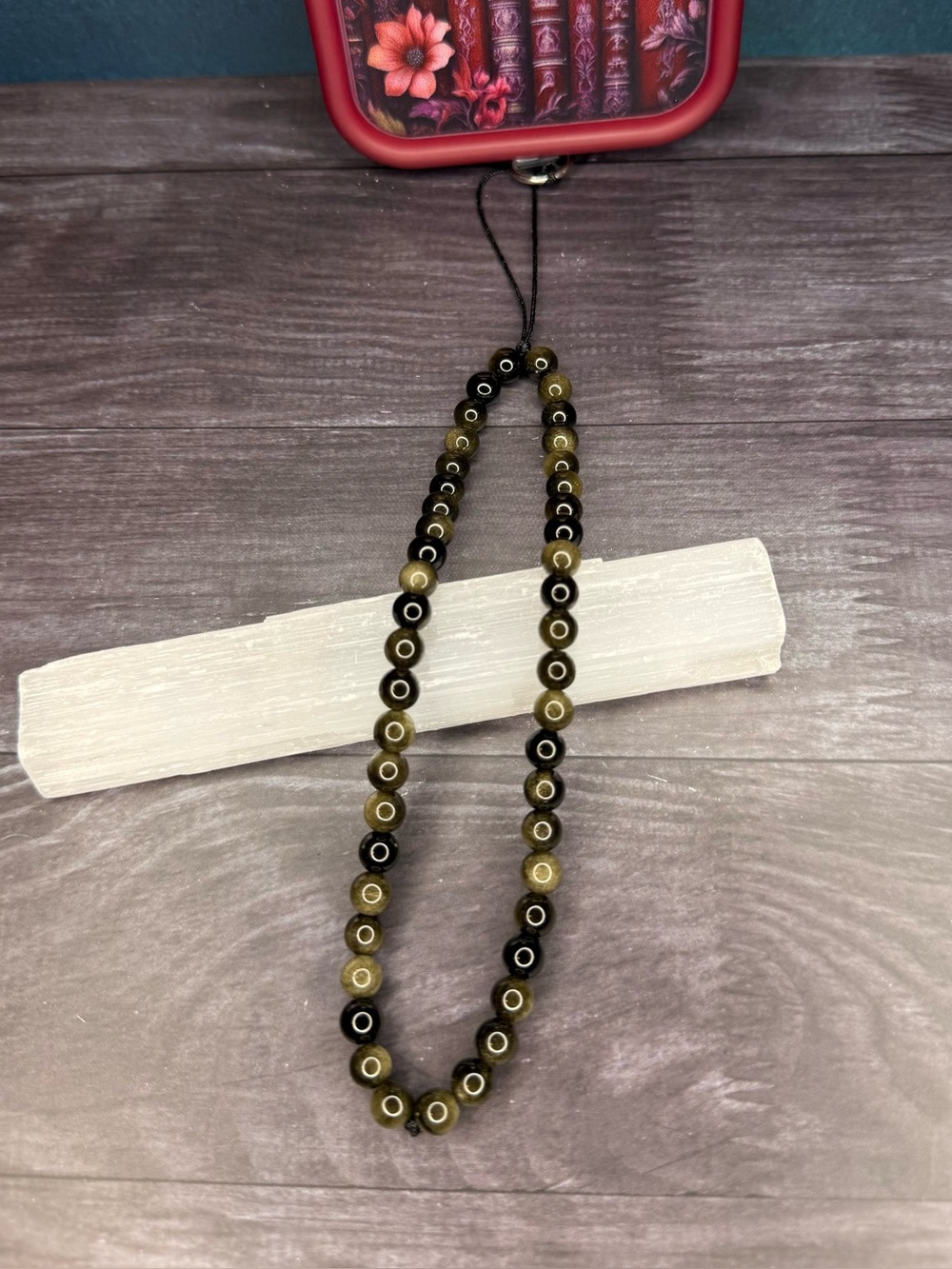 Handmade Gold Obsidian Crystal Phone Lanyard